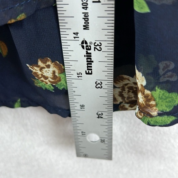 Purple Snow Women’s Top Sz M Navy Floral Cold Shoulder Long Sleeves Flowy BOHO - Picture 12 of 12